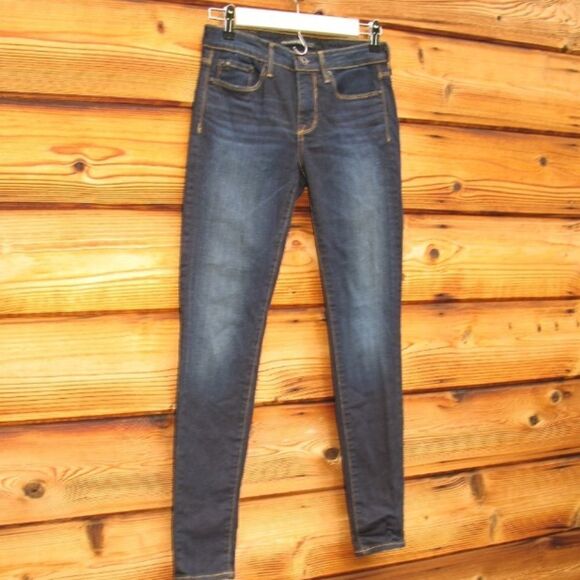 Dark Blue Mid Rise Skinny Jeans - Picture 3 of 7